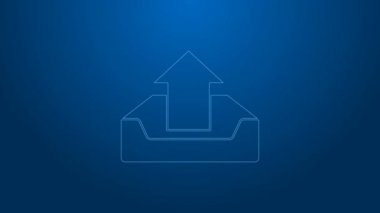 Gelen kutusu simgesini mavi arkaplana yükle. 4K Video hareketli grafik canlandırması