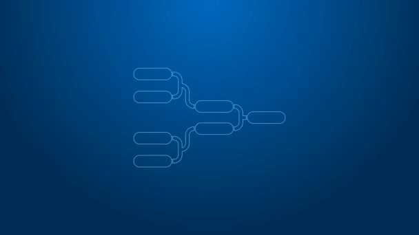 Línea blanca Resultados y tablas de pie icono del cuadro de indicadores del torneo campeonato aislado sobre fondo azul. Animación gráfica de vídeo 4K — Vídeos de Stock