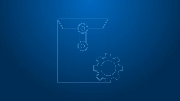White line Envelope setting icon isolated on blue background. 4K Video motion graphic animation — Stock Video