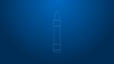 Mavi arkaplana izole edilmiş simge çizmek için beyaz çizgi ağda boyaları. 4K Video hareketli grafik canlandırması