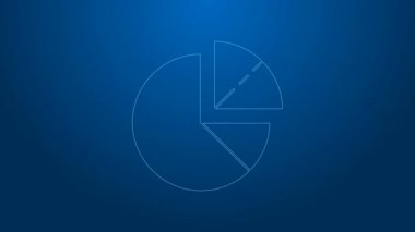 Mavi arkaplanda beyaz çizgi pasta grafiği bilgi simgesi izole edildi. Diyagram çizelgesi. 4K Video hareketli grafik canlandırması