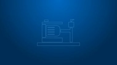 Beyaz çizgi elektrikli su pompası ikonu mavi arkaplanda izole edildi. 4K Video hareketli grafik canlandırması