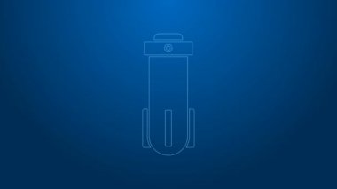 Mavi arkaplanda beyaz çizgi su filtresi simgesi izole edildi. Su filtreleme sistemi. Ters osmoz sistemi. 4K Video hareketli grafik canlandırması