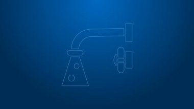 Beyaz çizgi su musluğu simgesi mavi arkaplanda izole edildi. 4K Video hareketli grafik canlandırması