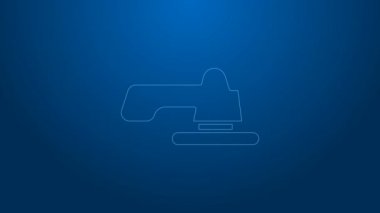 Beyaz çizgi su musluğu simgesi mavi arkaplanda izole edildi. 4K Video hareketli grafik canlandırması