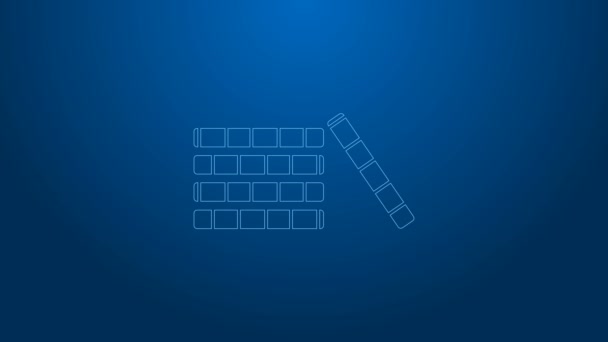 Weiße Linie Casino Chips Symbol isoliert auf blauem Hintergrund. Casino-Glücksspiel. 4K Video Motion Grafik Animation — Stockvideo