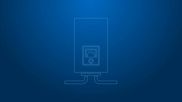 White line Gas boiler with a burning fire icon isolated on blue background. 4K Video motion graphic animation — Stock Footage White line Gas boiler with a burning fire icon isolated on blue background. 4K Video motion graphic animation Stock Footage