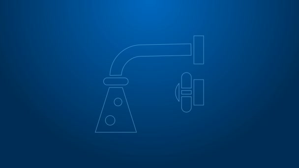 White line Water tap icon isolated on blue background. 4K Video motion graphic animation — Stock Video