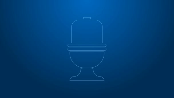 White line Toilet bowl icon isolated on blue background. 4K Video motion graphic animation — Stock Video