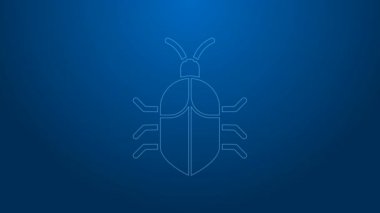 Beyaz çizgi sistem hata konsepti simgesi mavi arkaplanda izole edildi. Kod hatası konsepti. Sistemde hata var. Böcek araması. 4K Video hareketli grafik canlandırması