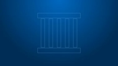 Beyaz çizgi Cezaevi pencere simgesi mavi arkaplanda izole edildi. 4K Video hareketli grafik canlandırması