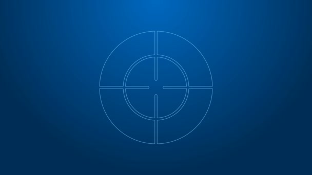 Vit linje Target sport ikon isolerad på blå bakgrund. Rengör mål med nummer för skjutbana eller skytte. 4K Video motion grafisk animation — Stockvideo