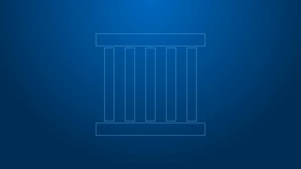 Linea bianca Icona della finestra della prigione isolata su sfondo blu. Animazione grafica 4K Video motion — Video Stock