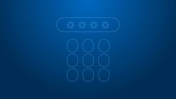 Línea blanca Icono de acceso de seguridad y protección por contraseña aislado sobre fondo azul. Seguridad, seguridad, protección, concepto de privacidad. Animación gráfica de vídeo 4K — Vídeos de Stock