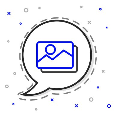 Çizgi Resim manzara simgesi beyaz arkaplanda izole edildi. Renkli taslak konsepti. Vektör İllüstrasyonu.