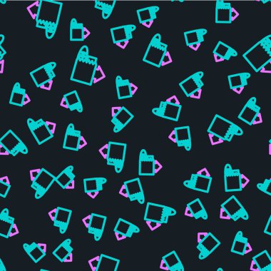 Çevrimiçi sipariş verme ve fast food dağıtım ikonu siyah arka planda izole edilmiş kusursuz desen. Vektör İllüstrasyonu.