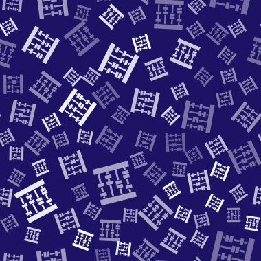 Beyaz Abaküs simgesi mavi arkaplanda izole edilmiş. Geleneksel sayım çerçevesi. Eğitim işareti. Matematik okulu. Vektör.