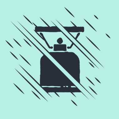 Siyah Kamp gaz sobası ikonu yeşil arka planda izole edildi. Taşınabilir gaz ocağı. Yürüyüş, kamp malzemeleri. Arıza tarzı. Vektör.