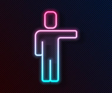 Parlayan neon hattı kafa avlama ikonu siyah arka planda izole edildi. İş hedefi ya da İstihdam tabelası. İş için insan kaynakları ve adam toplama. Vektör.