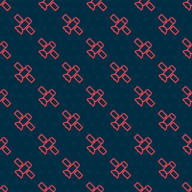 Kırmızı çizgi uydu simgesi siyah arkaplandaki kusursuz deseni izole etti. Vektör.