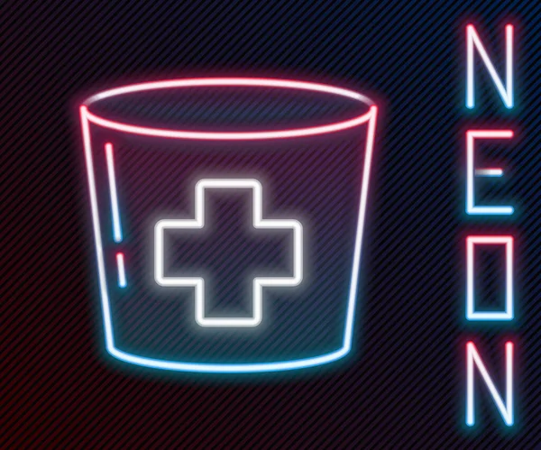 Świecący Neon Linii Kapelusz Pielęgniarki Ikoną Krzyża Izolowane Czarnym Tle — Wektor stockowy