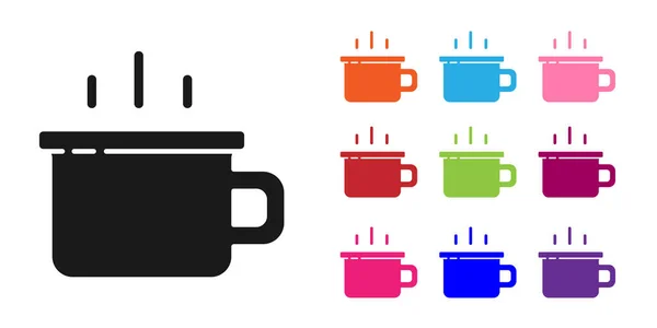 Icono Taza Café Negro Aislado Sobre Fondo Blanco Taza Café — Vector de stock