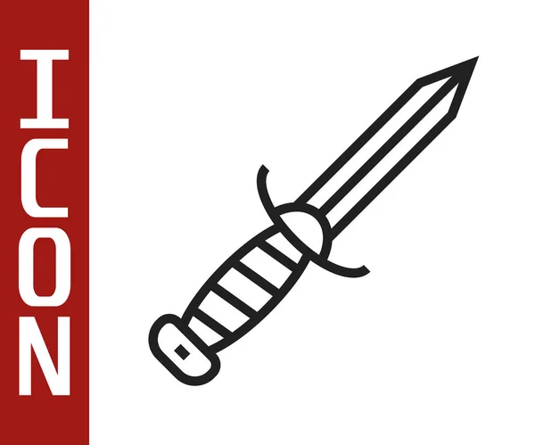Черная Линия Военный Нож Значок Изолирован Белом Фоне Вектор — стоковый вектор