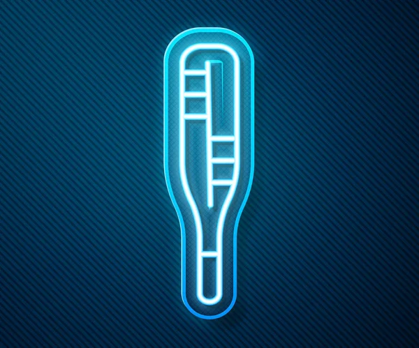 Ragyogó Neon Vonal Orvosi Hőmérő Orvosi Vizsgálathoz Ikon Elszigetelt Kék — Stock Vector