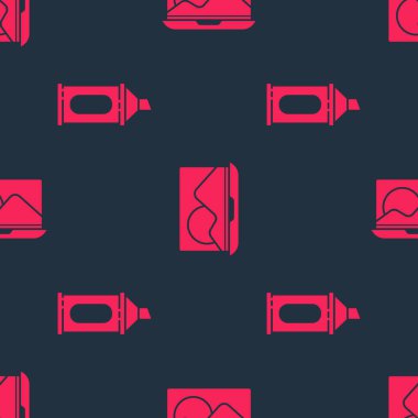 İşaretleyici kalem ve dizüstü bilgisayarı kusursuz desene ayarla. Vektör.