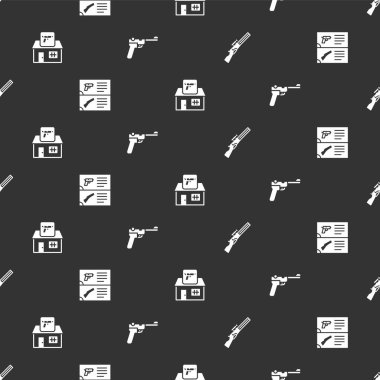 Avcı silahını, silah kataloğunu, silah dükkanını ve Mauser 'ı kusursuz şekilde ayarla. Vektör.