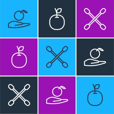Apple hattını kontrol et, kulak ve ikon için pamuklu çubuk kullan. Vektör.