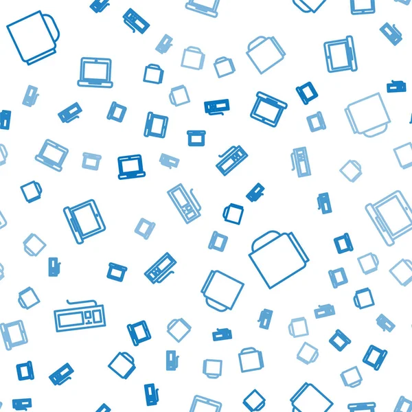 Hattı klavye, kahve fincanı ve dizüstü bilgisayarı kusursuz şekilde ayarla. Vektör.