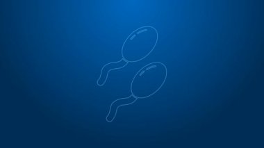 Mavi arkaplanda beyaz çizgi Sperm simgesi izole edildi. 4K Video hareketli grafik canlandırması