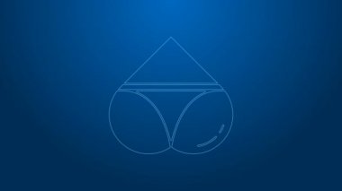 Beyaz çizgili kadınların kalça şeklinde, üzerinde iç çamaşırı olan kalçalar mavi arka planda izole edilmiş. Erotik iç çamaşırı. 4K Video hareketli grafik canlandırması