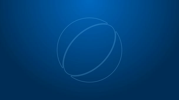 Weiße Linie Beach Ball Symbol isoliert auf blauem Hintergrund. 4K Video Motion Grafik Animation — Stockvideo