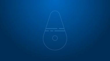 White line Dildo vibrator for sex games icon isolated on blue background. Sex toy for adult. Vaginal exercise machines for intimate. 4K Video motion graphic animation