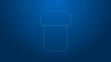 Beyaz çizgili Paskalya pastası ikonu mavi arkaplanda izole edilmiş. Mutlu Paskalyalar. 4K Video hareketli grafik canlandırması