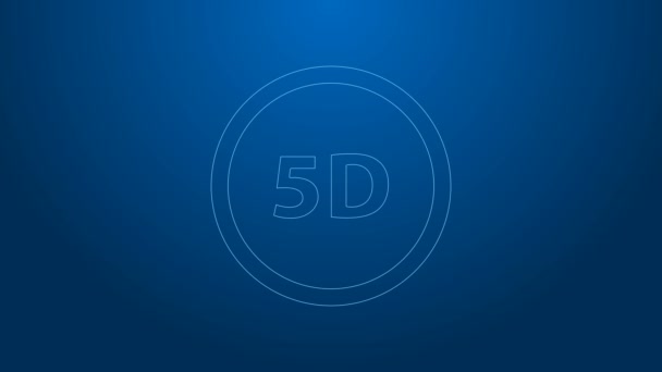 Icono de realidad virtual 5d de línea blanca aislado sobre fondo azul. Logo tridimensional grande. Animación gráfica de vídeo 4K — Vídeo de stock