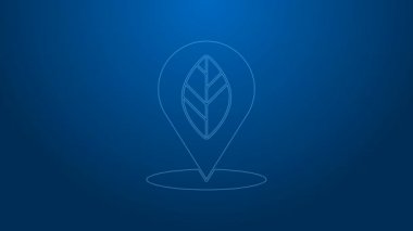 Mavi zemin üzerinde yaprak olan beyaz çizgi konum broşu. 4K Video hareketli grafik canlandırması