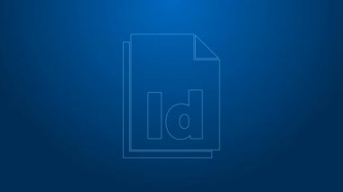 Beyaz çizgi Kimlik Dosya simgesi mavi arkaplanda izole edildi. 4K Video hareketli grafik canlandırması