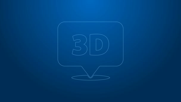 Línea blanca Burbuja de voz con icono de texto 3D aislado sobre fondo azul. Animación gráfica de vídeo 4K — Vídeo de stock