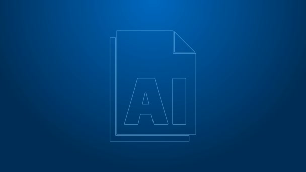 Dokumenty z białej linii AI. Pobierz ikonę przycisku ai izolowane na niebieskim tle. Symbol pliku AI. 4K Animacja graficzna ruchu wideo — Wideo stockowe