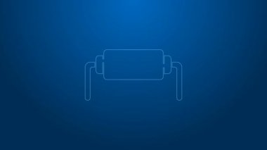 Beyaz çizgi Direniş elektrik ikonu mavi arkaplanda izole edildi. 4K Video hareketli grafik canlandırması