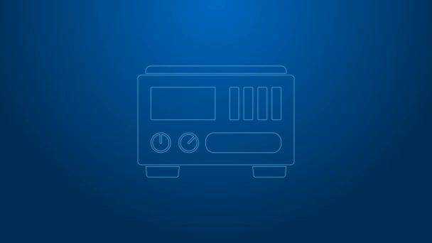 White line Electrical measuring instruments icon isolated on blue background. Analog devices. Electrical appliances. 4K Video motion graphic animation — Stock Video