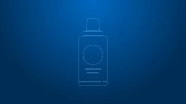 Mavi arka planda beyaz çizgi şampuan ikonu izole edilmiş. 4K Video hareketli grafik canlandırması