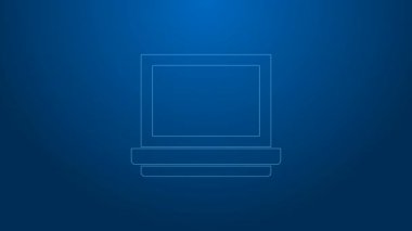 Mavi zemin üzerinde ayna simgesi olan beyaz çizgi makyaj tozu. 4K Video hareketli grafik canlandırması