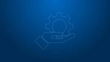 El simgesindeki beyaz çizgi Ayarları mavi arkaplanda izole edildi. 4K Video hareketli grafik canlandırması