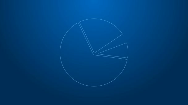 White line Pie chart infographic icon isolated on blue background. Diagram chart sign. 4K Video motion graphic animation — Stock Video