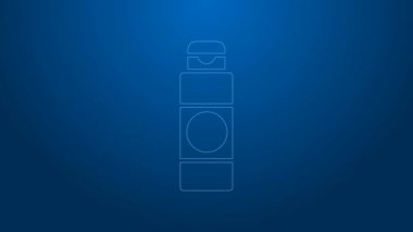 Mavi arka planda beyaz çizgi kremi ya da losyon kozmetik tüp ikonu izole edilmiş. Erkekler için vücut bakım ürünleri. 4K Video hareketli grafik canlandırması