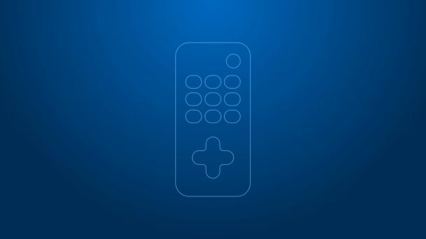 White line Remote control icon isolated on blue background. 4K Video motion graphic animation — Stock Video